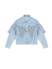 Landman 2024 Michelle Randolph Denim Fringe Jacket