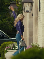 Landman S02 Ali Larter Purple Crop Leather Jacket