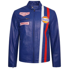 Steve McQueen Gulf Le Black Leather Jacket