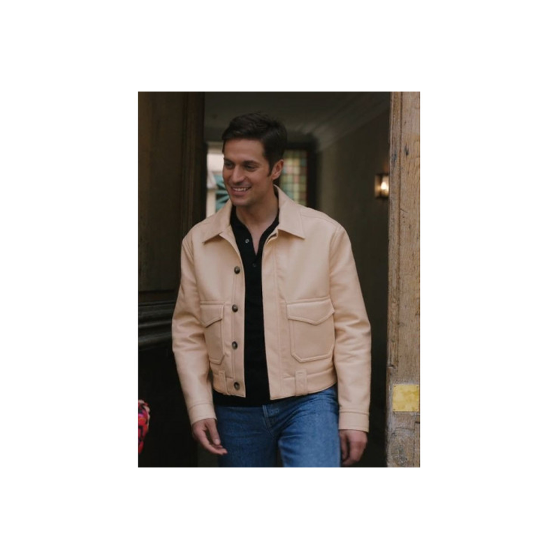 Leather Jacket Lucas Bravo Emily In Paris Beige