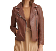 Leather Jacket with Metallic Details