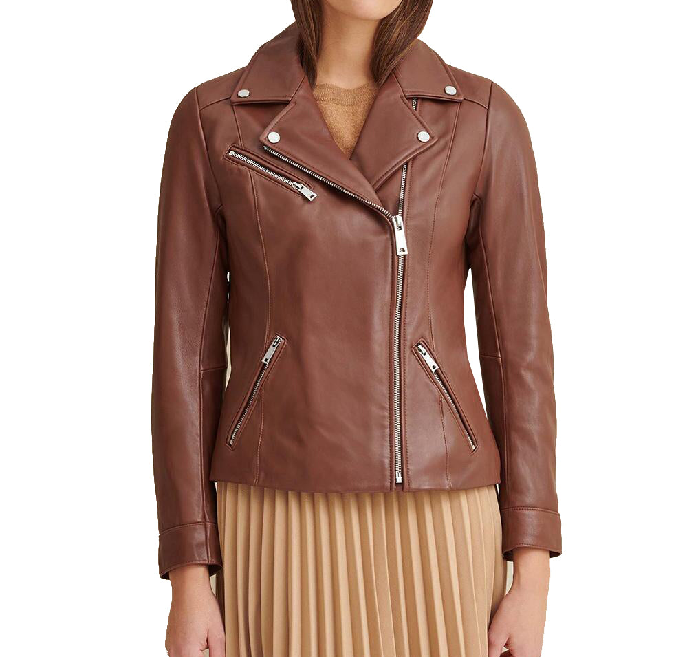 Leather Jacket with Metallic Details