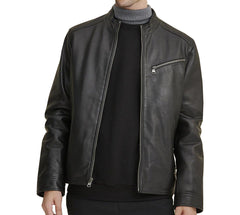 Leather Jacket with Zipper Pockets