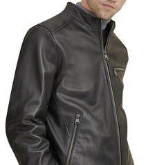 Leather Jacket with Zipper Pockets