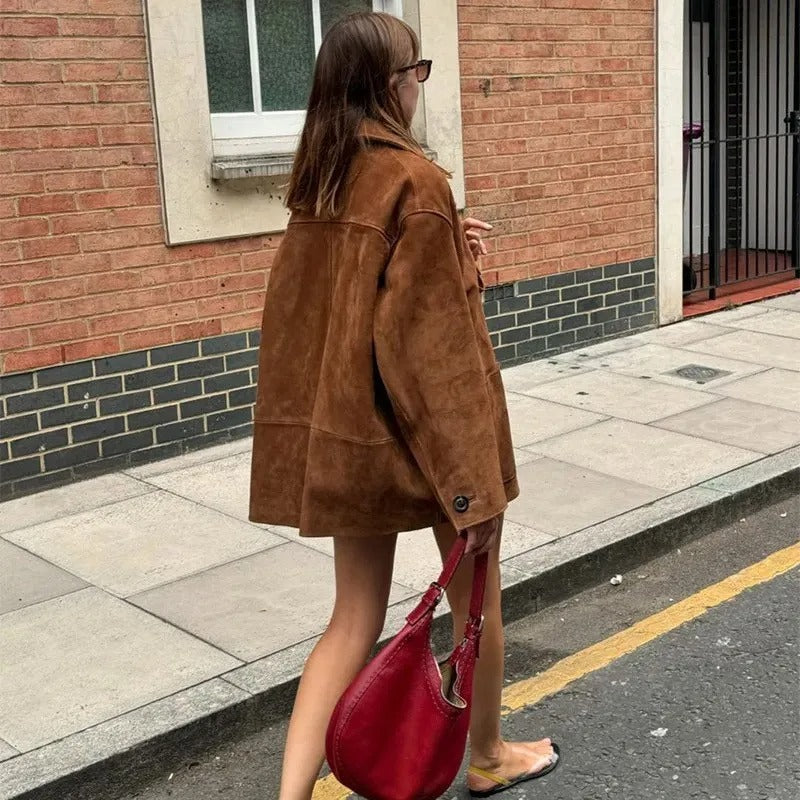 Suede Leather Coat