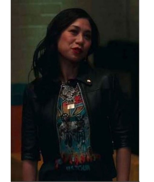 Liza Lapira The Equalizer Black Cropped Leather Jacket