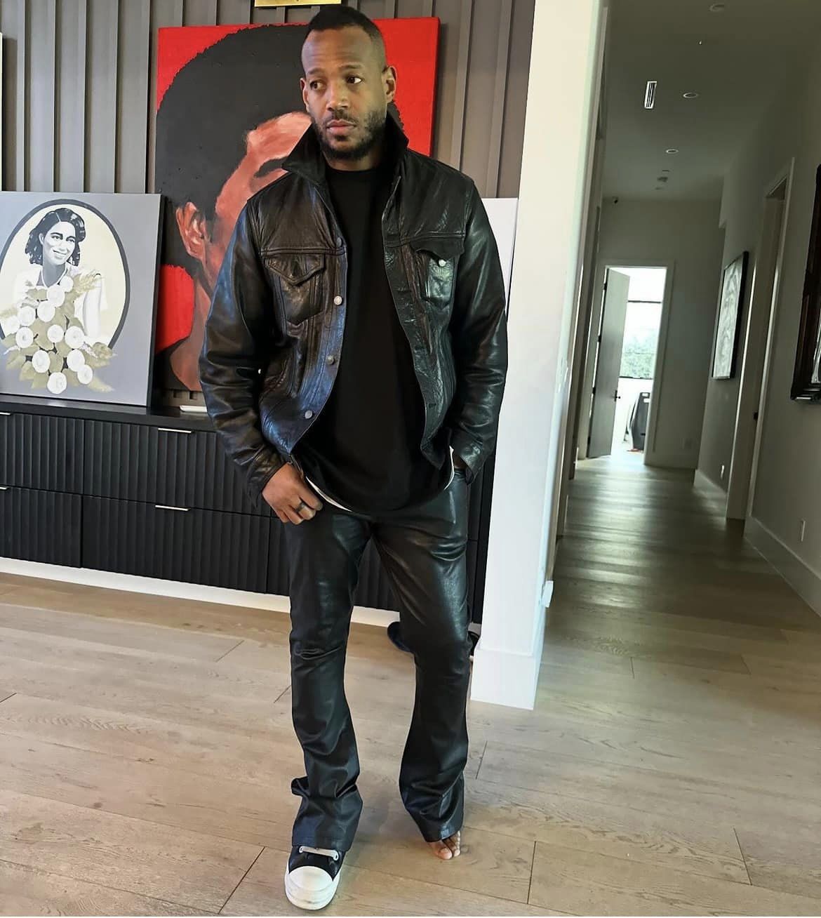 Mar­lon Wayans Good Grief Genuine  Black Leather Jacket