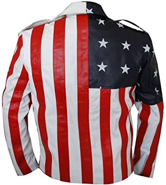 American Biker USA Flag Leather Jacket