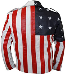 American Biker USA Flag Leather Jacket