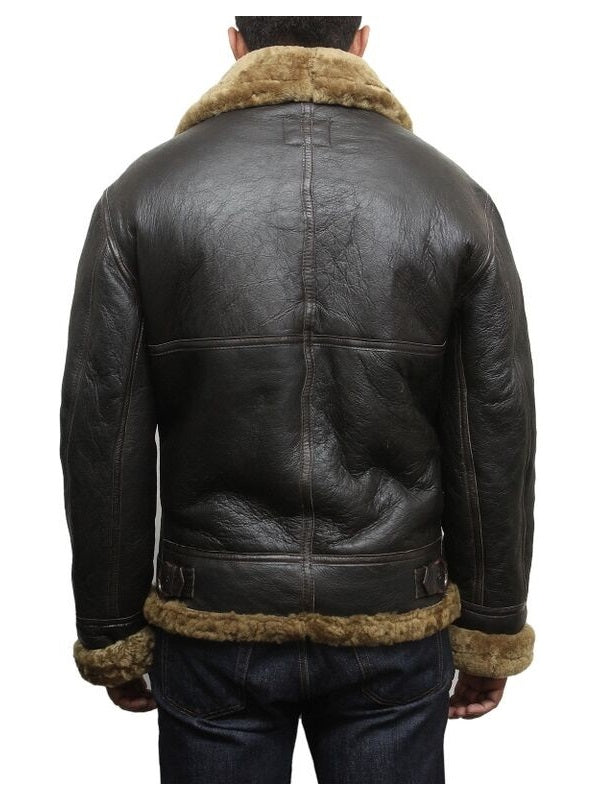 MEN AVIATOR B3 REAL SHEARLING SHEEPSKIN LEATHER JACKET