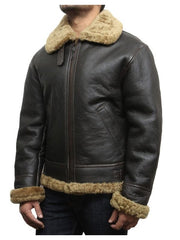 MEN AVIATOR B3 REAL SHEARLING SHEEPSKIN LEATHER JACKET