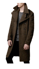 Men Double Breasted Chocolate Brown Woolen Trench Coat