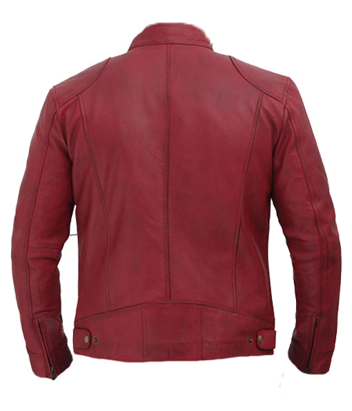 Men's Maroon Dodge Leather Jacket