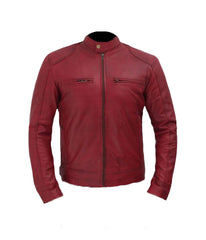 Men's Maroon Dodge Leather Jacket