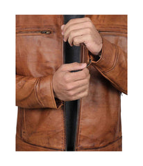 Mens-Brown-Leather-Biker-Jacket