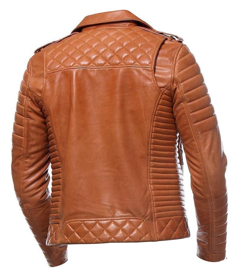 Mens Classic Motorcycle Tan Leather Jacket