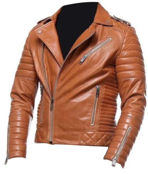 Men's Classic Motorcycle Leather Jacket (Brown & Black)
