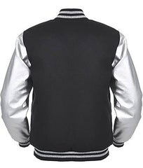 Men's Angel Cola Silver Sleeves Black Bomber Jacket