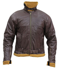 Mens B3 Shearling Pilot Sheepskin Brown Bomber Leather Jacket