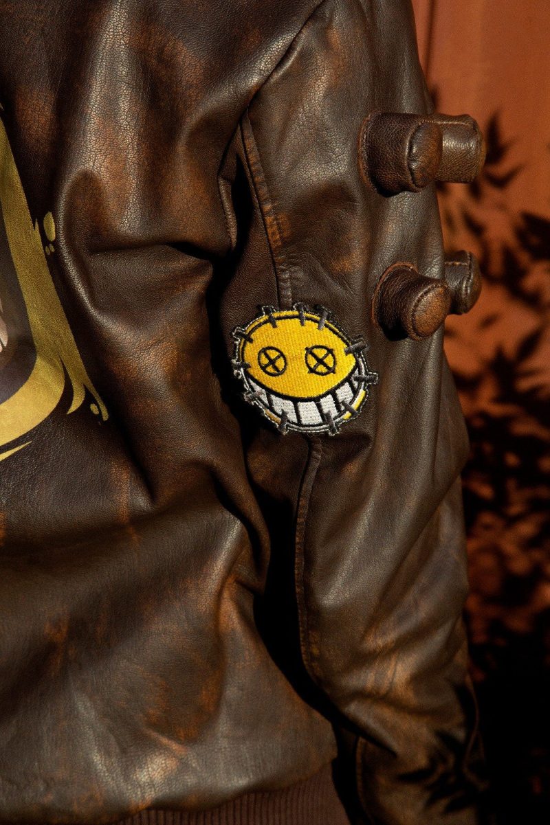 Men's Design Junkrat Steampunk Brown Real Leather Bomber Jacket 