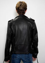 Mens Diablo Studded Saint Laurent Black Leather Jacket