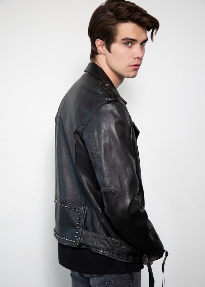 Mens Diablo Studded Saint Laurent Motorcycle Jacket