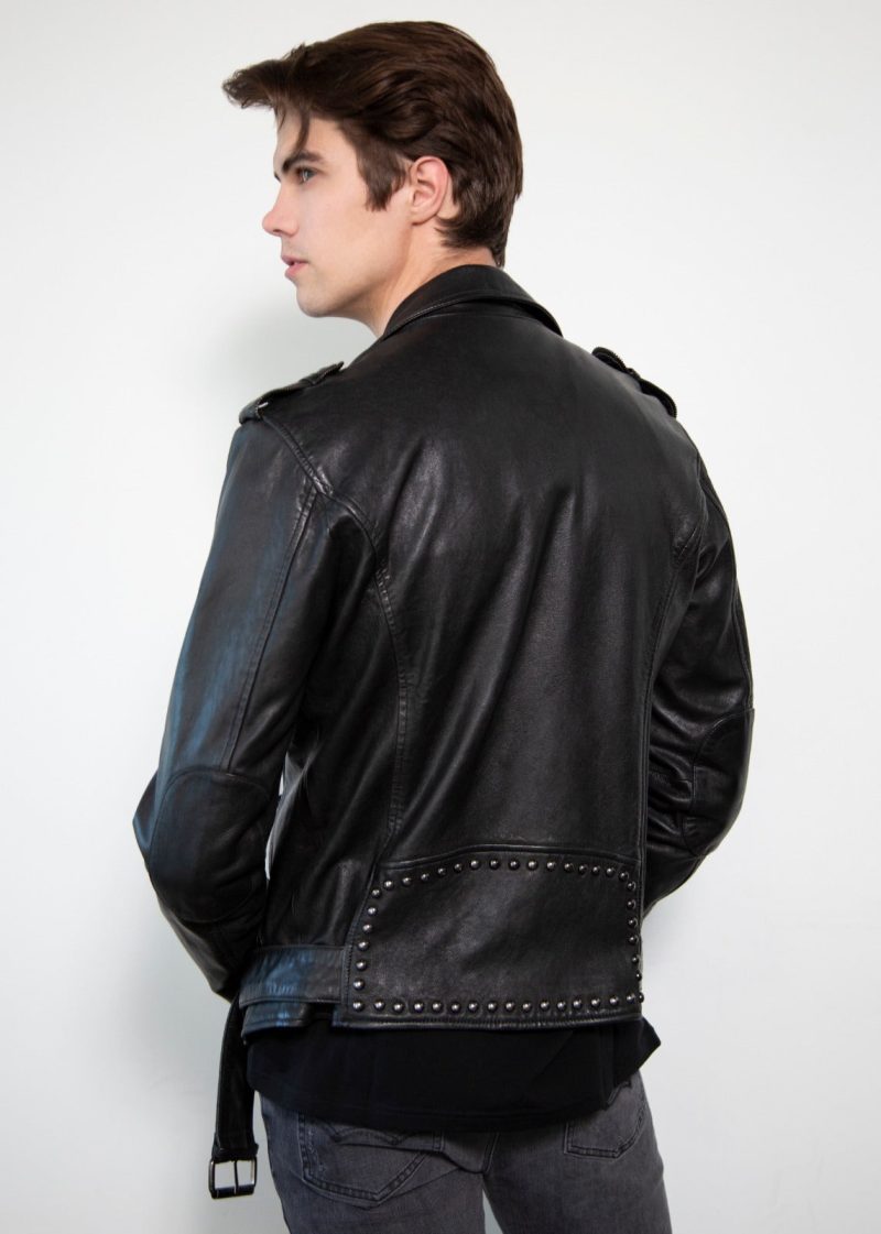 Mens Diablo Studded Saint Laurent black Motorcycle Jacket