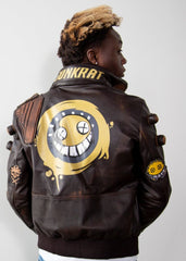 Men's Junkrat Steampunk Brown Leather Bomber Jacket 