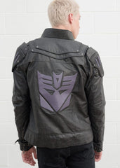 Men's Transformers Decepticon Shield Black Leather Armor Jacket