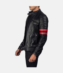 Men's Red Stripes Biker Jacket