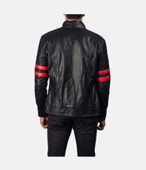 Men's Red Stripes Biker Jacket