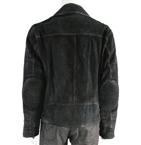 Movie Baby Driver Jon Hamm Black Cafe Racer Leather Jacket