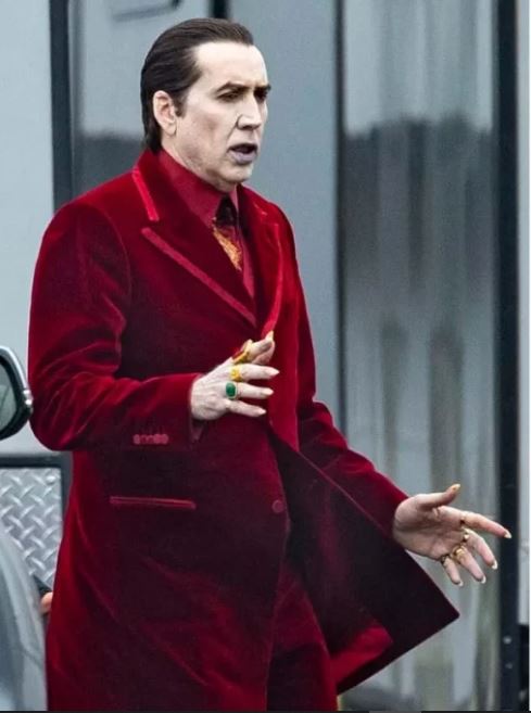 Movie Renfield Nicolas Cage Conde Dracula Red Velvet Coat