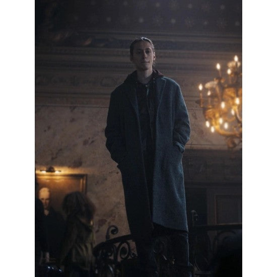 Netflix Movie Wednesday Xavier Thorpe Grey Wool Trench Coat