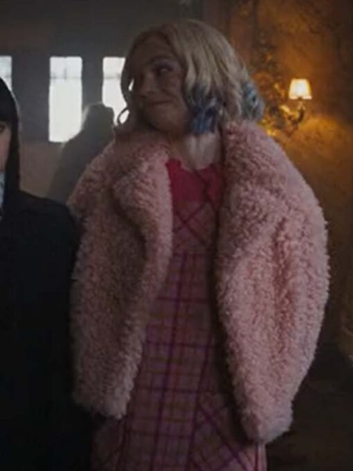 Netflix Series Wednesday Enid Sinclair Pink Fur Jacket