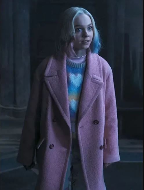 Netflix Series Wednesday Enid Sinclair Pink Wool Single Breasted Trench Coat