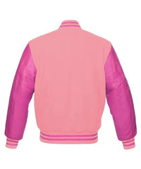 Women's Pink Wool Varsity Bomber Jacket