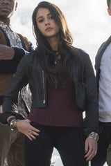 Power Rangers Kimberly Hart Cropped Black Leather Jacket