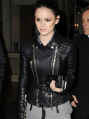 Burberry Prorsum Rachel Bilson Black Biker Jacket