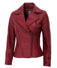 Women's Asymmetrical Biker Leather Jacket