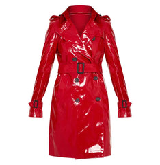 Red Notice Gal Gadot Red Genuine Leather Trench Coat