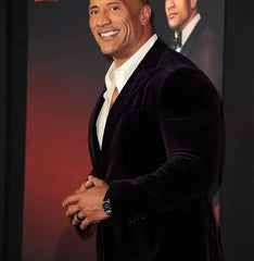 Red Notice Premier Dwayne Johnson Black Velvet Blazer