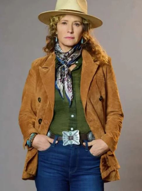 Ride 2023 Nancy Travis Brown Suede Leather Mid Length Coat