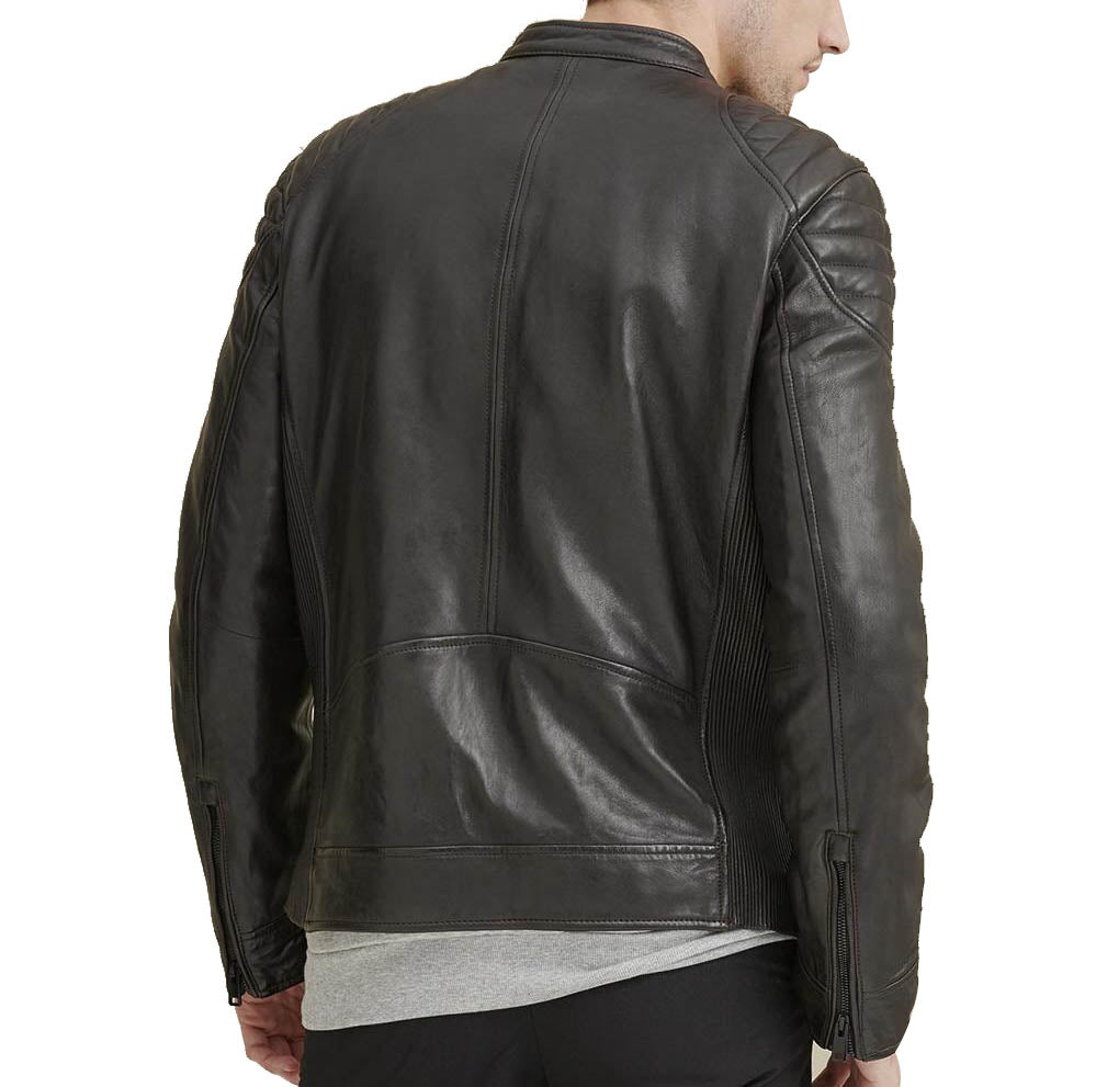 Rob Quilted Shoulder Leather Jacket