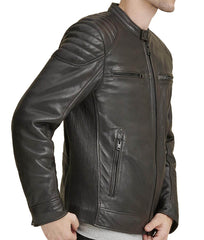 Rob Quilted Shoulder Leather Jacket