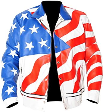 Vanilla Ice American Flag Biker Leather Jacket