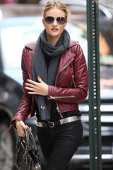 Rosie Huntington Whiteley Maroon Jacket