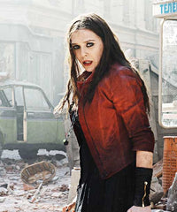 Elizabeth Olsen Avengers Age of Ultron Scarlet Witch Red Leather Jacket