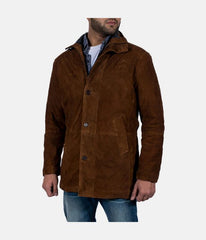 Men's Mid-Length Suede Leather Coat