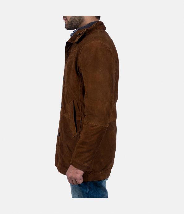 Men's Mid-Length Suede Leather Coat